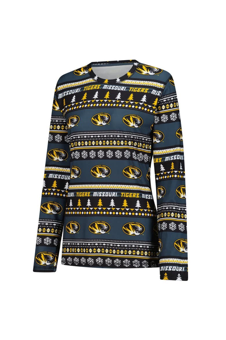Women's Concepts Sport Black Missouri Tigers Ugly Sweater Holiday Long Sleeve Top & Pants Sleep Set, Alternate, color, Black