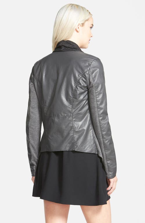 Blanknyc 'private Practice' Drape Front Mixed Media Jacket In Brown