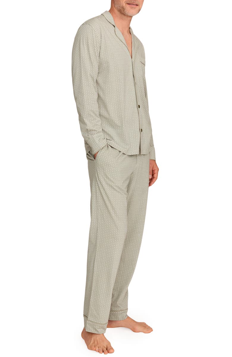 Petite Plume Geo Print Featherweight Pima Cotton Pajamas, Alternate, color, Green