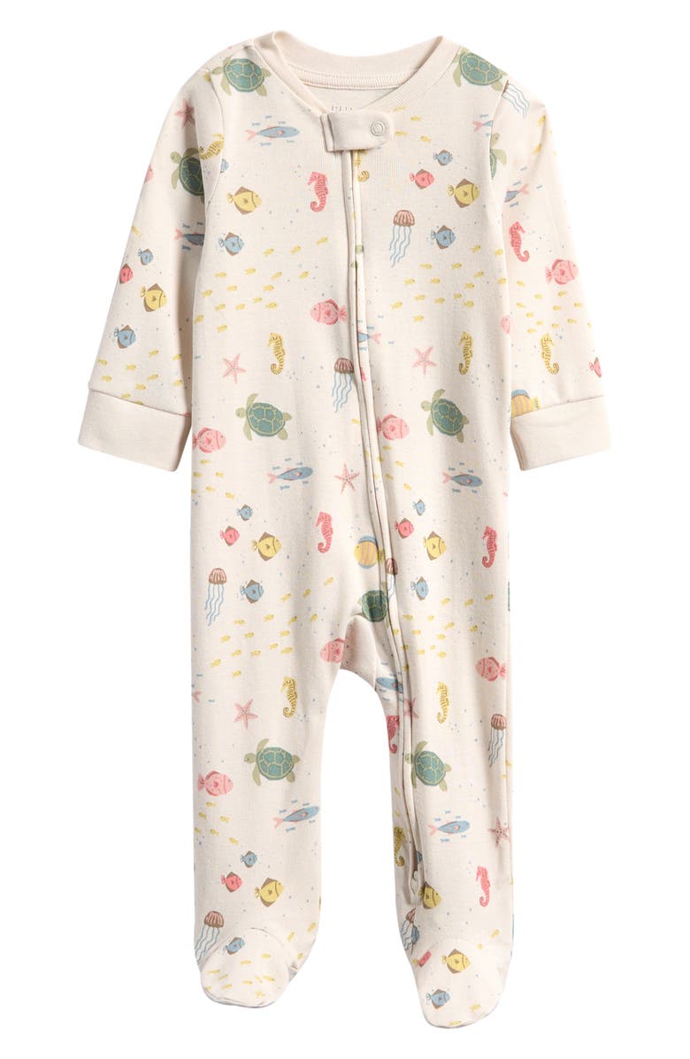 Little Planet Sea Life Print Organic Cotton Footie, Main, color, Lp Sea Life