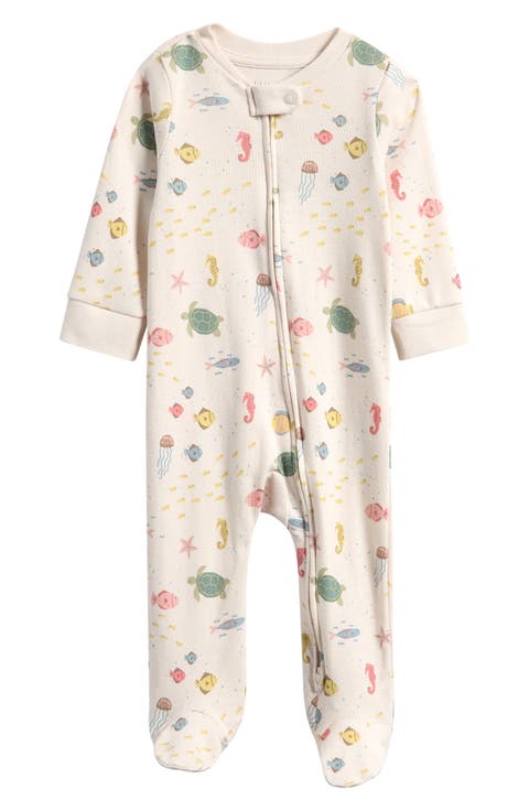 Sea Life Print Organic Cotton Footie (Baby)