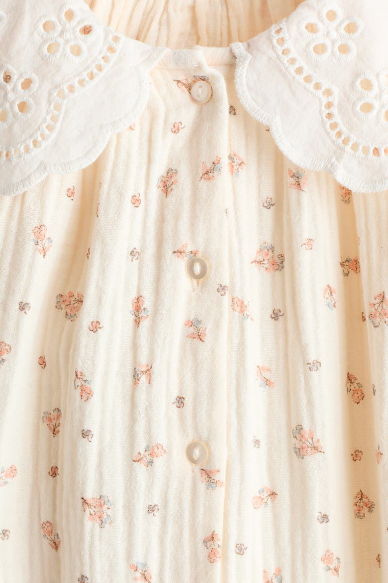 Cotton Muslin Romper Suit, Alternate, color, Cream/floral