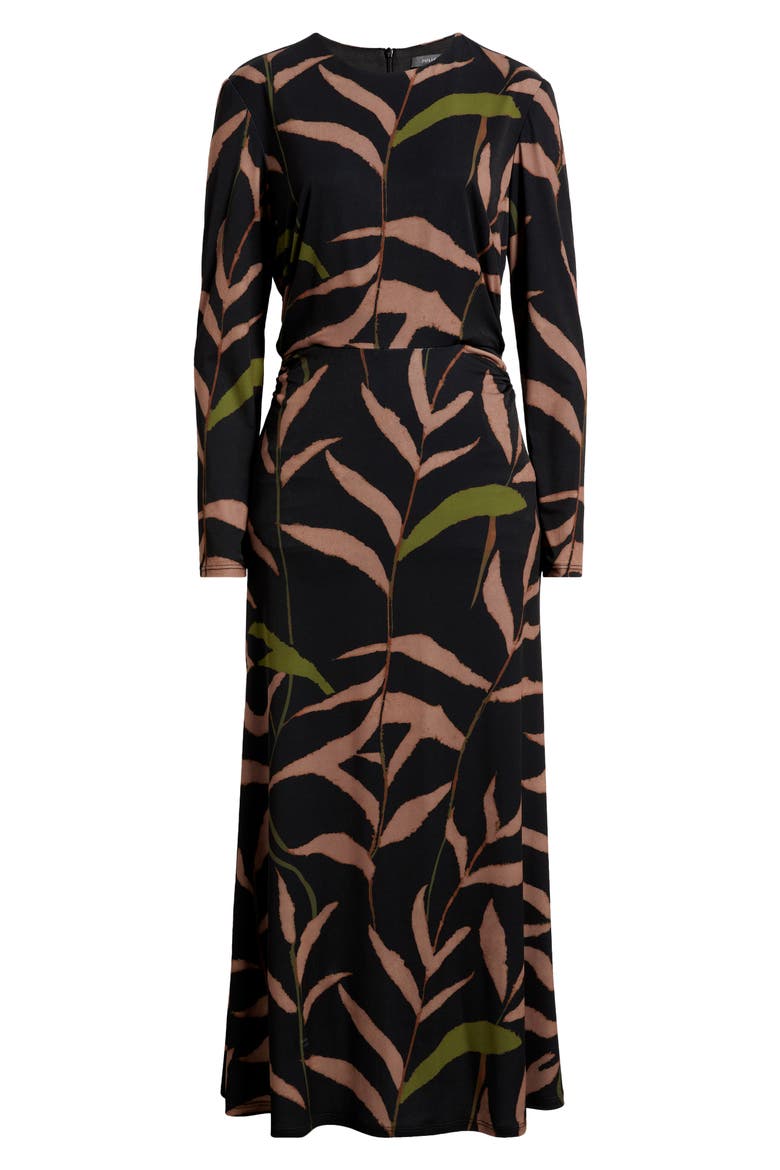 Abstract Print Long Sleeve Midi Dress, Alternate, color, BLACK MULTI