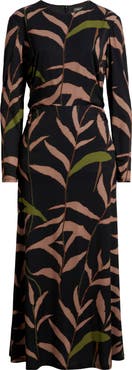 Julia Jordan Abstract Print Long Sleeve Midi Dress