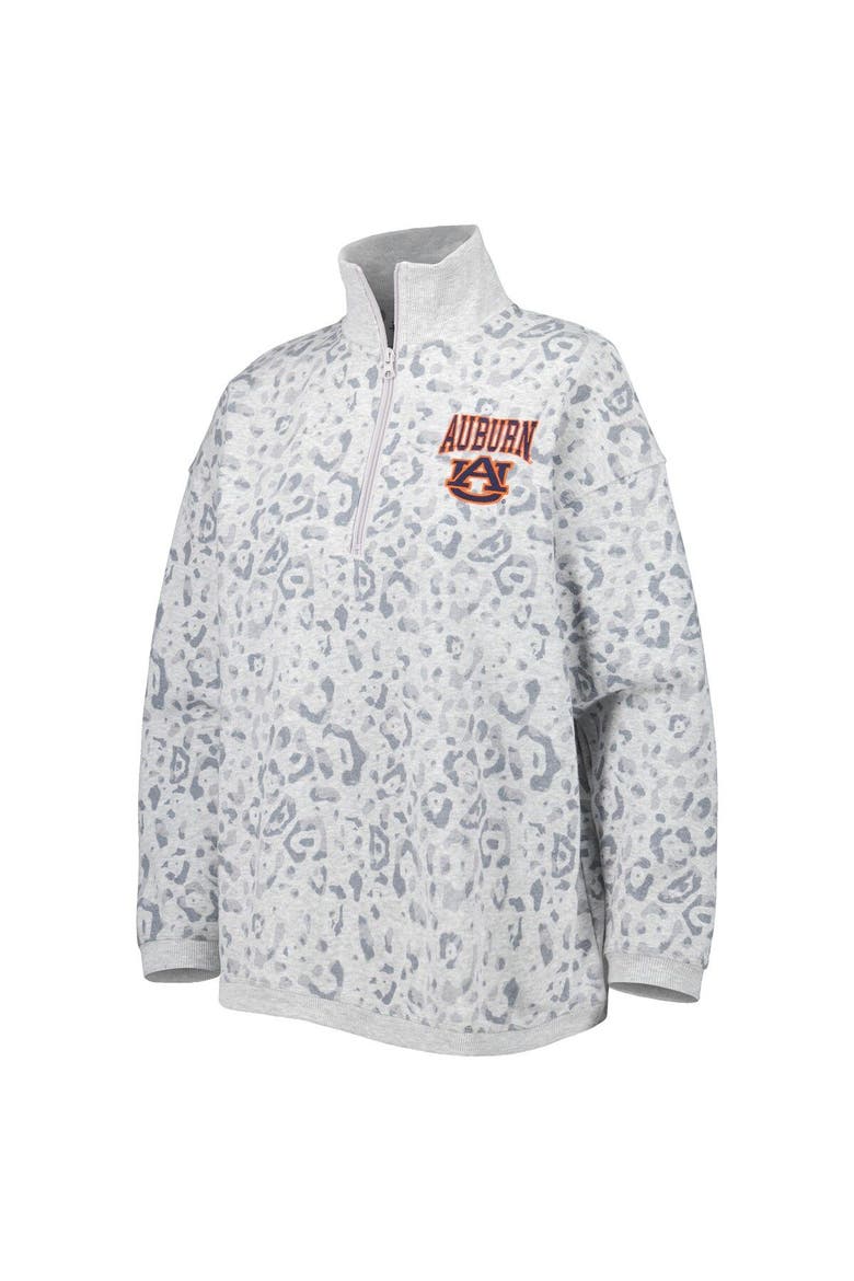 Women's Gameday Couture Heather Gray Auburn Tigers Leopard Quarter-Zip Sweatshirt, Alternate, color, Heather Gray