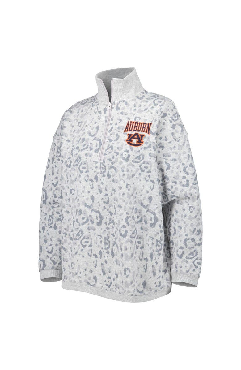 GAMEDAY COUTURE Women's Gameday Couture Heather Gray Auburn Tigers Leopard Quarter-Zip Sweatshirt, Alternate, color, Heather Gray