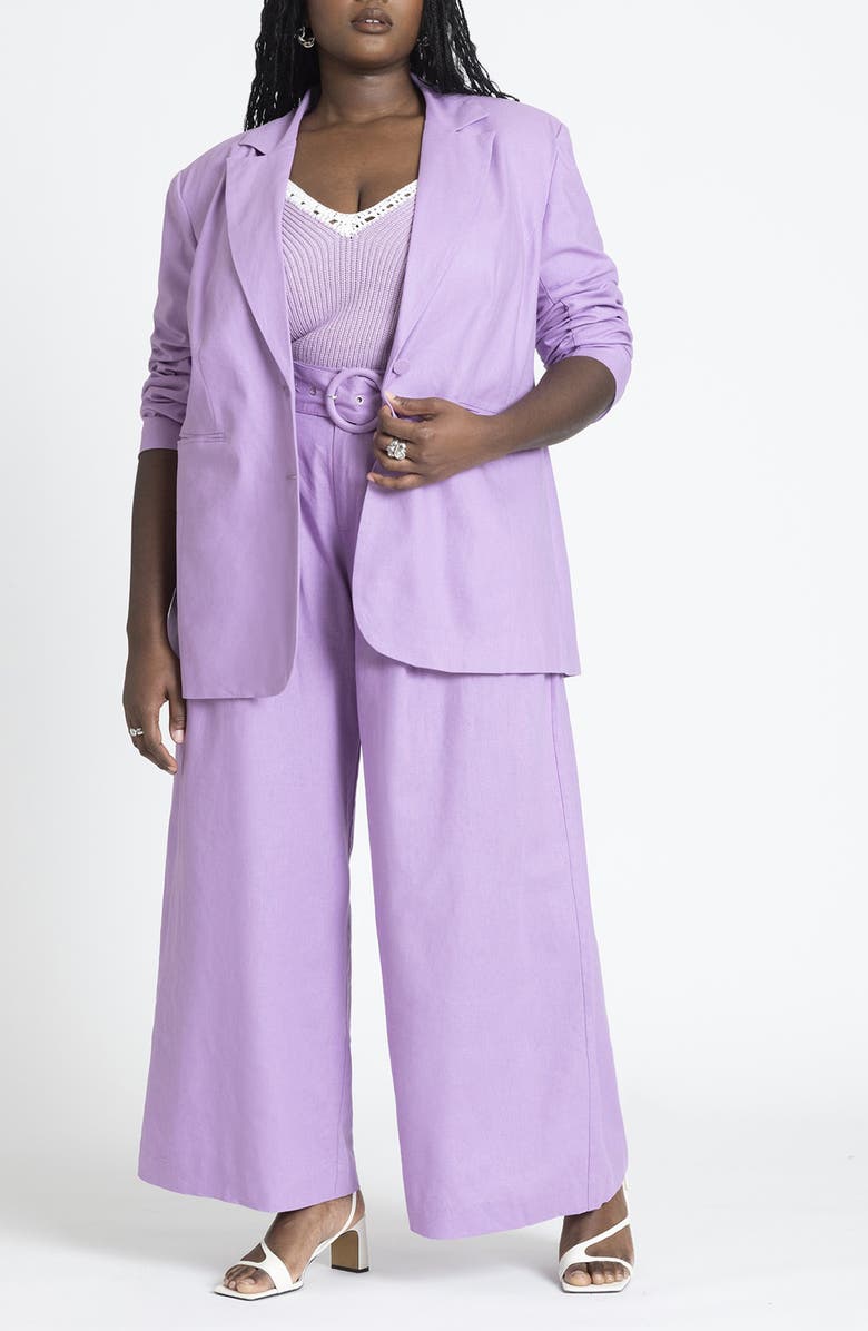 ELOQUII Belted Pleat Front Wide Leg Pants, Alternate, color, 