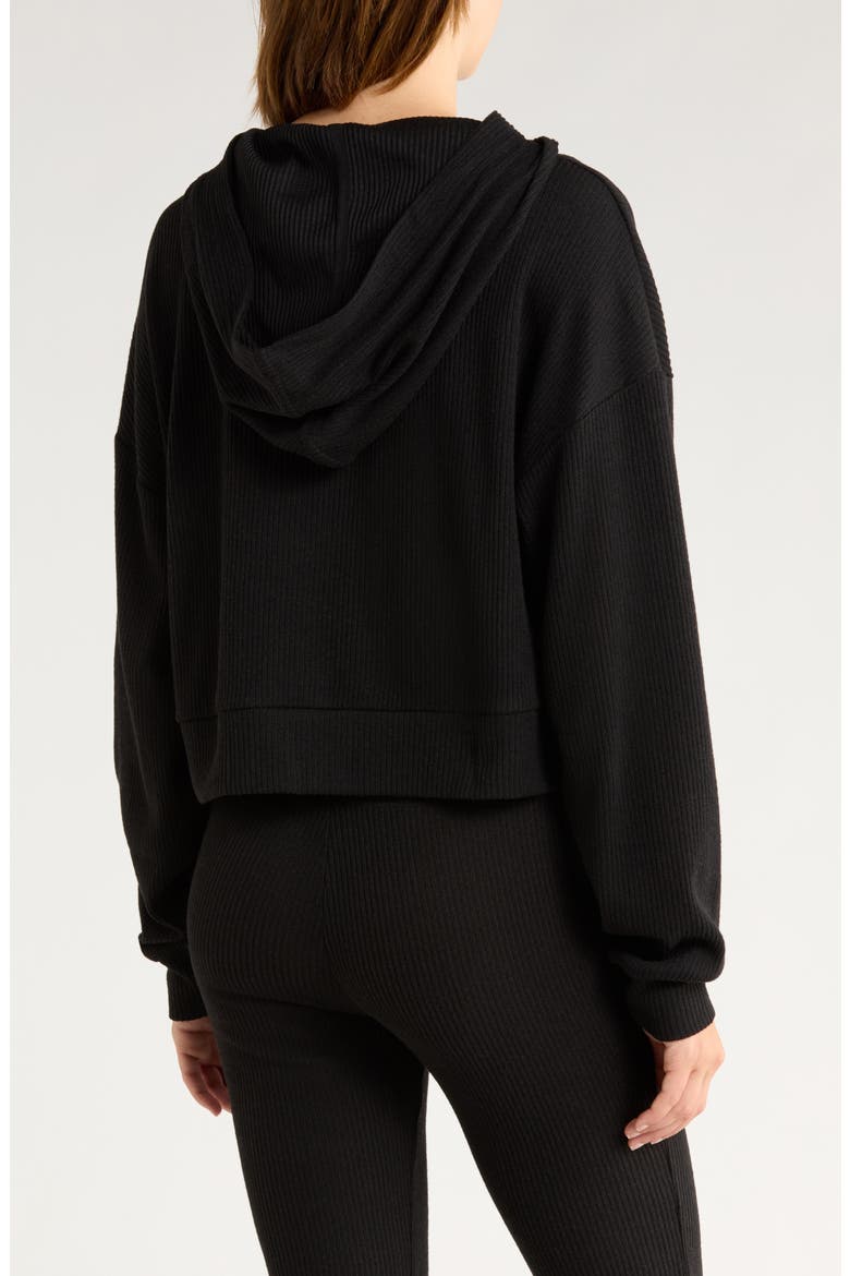 Rib Hoodie, Alternate, color, BLACK