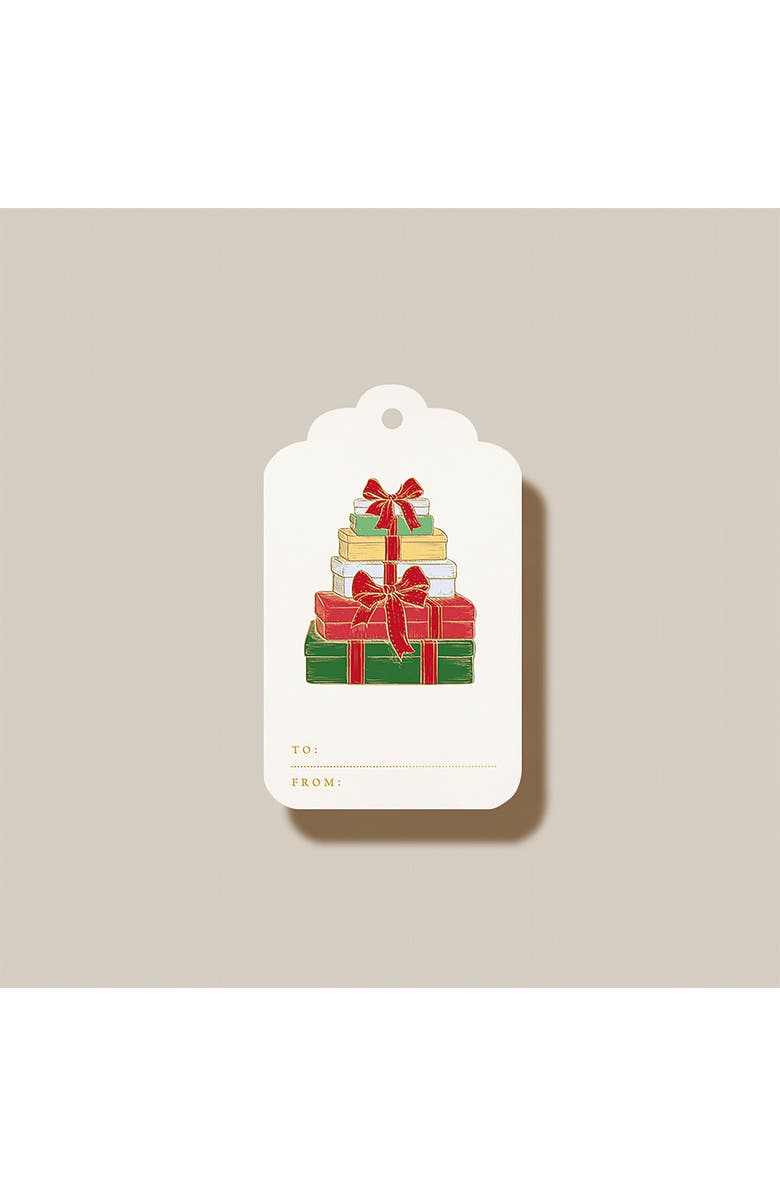 Crane Set of 6 Wrapped Presents Gift Tags, Alternate, color, Red/ Ivory