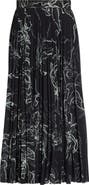Jason Wu Collection Pleated Scribble Floral Chiffon Midi Skirt