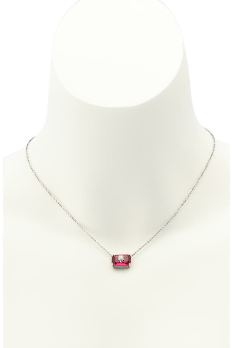 Emerald Cut Pendant Necklace, Alternate, color, FUCHSIA
