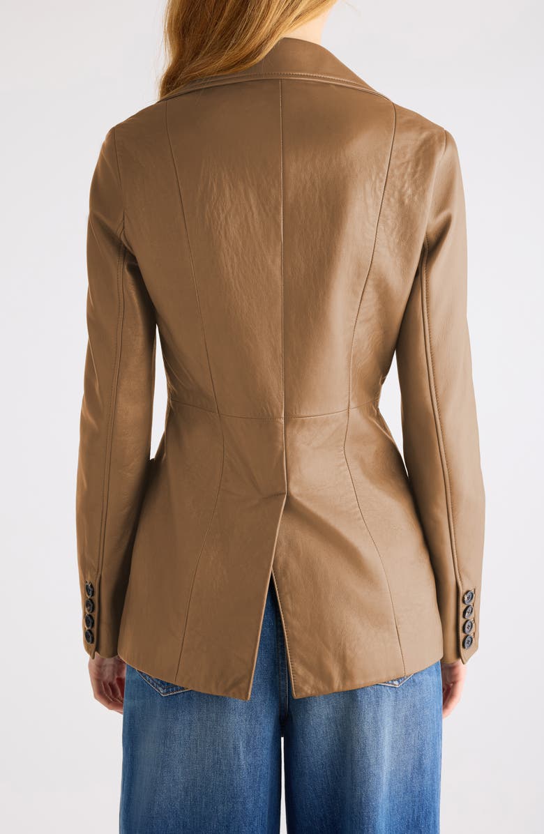 Chloé Tailored Leather Jacket, Alternate, color, Ochre Delight