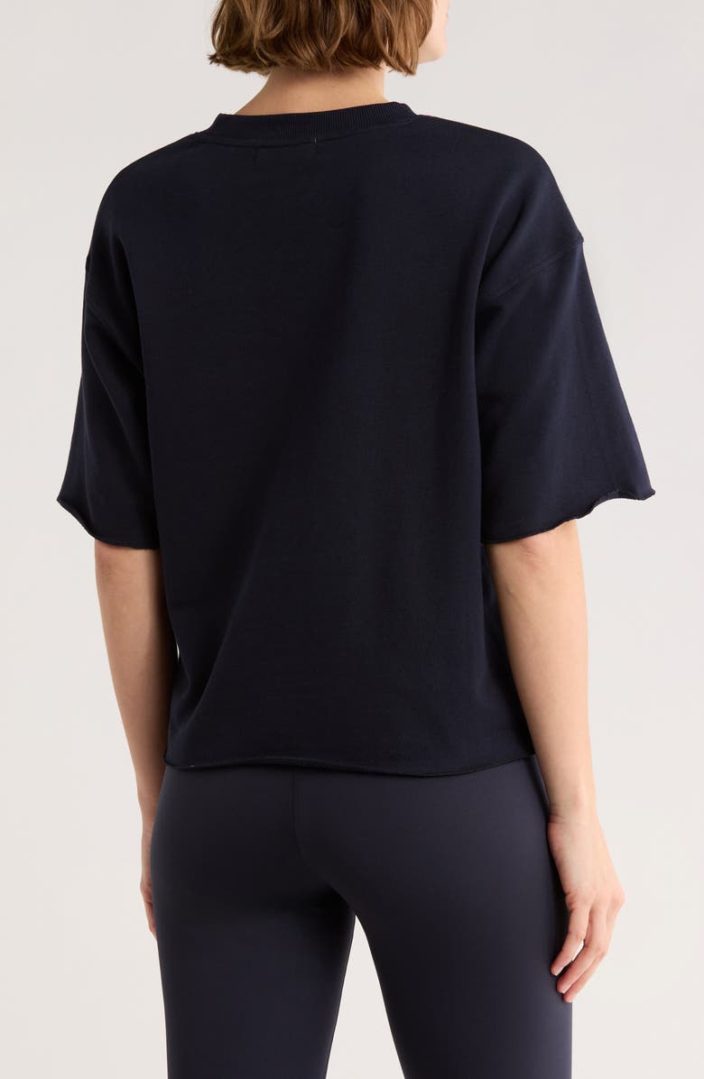 Faith Connexion Meet & Greet Short Sleeve French Terry Sweatshirt, Alternate, color, Night Sky/ Bright White