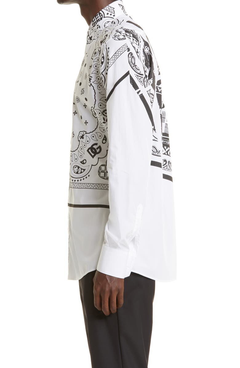 Dolce&Gabbana Martini Fit Bandana Print Cotton Button-Up Shirt, Alternate, color, 
