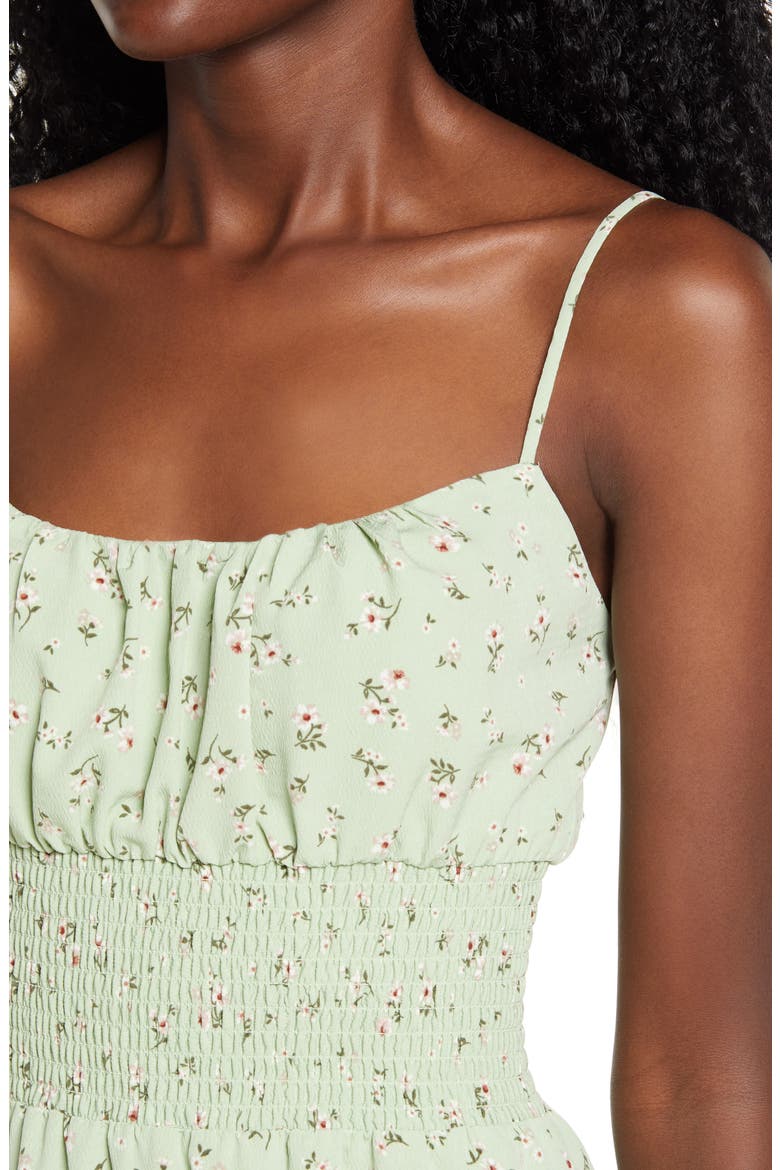 Sandy Smocked Waist Sundress, Alternate, color, GREEN DUNE DITSY DAISY