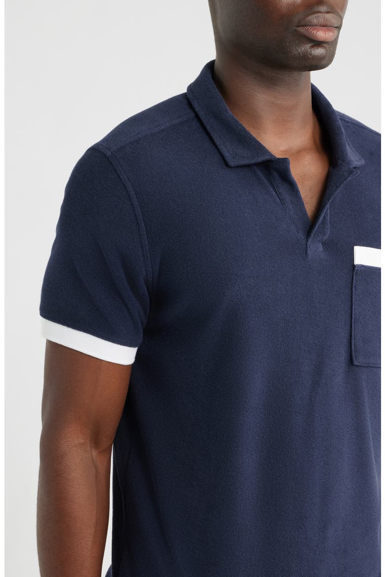 Johnny Collar Terry Cloth Pocket Polo, Alternate, color, NIGHT SKY