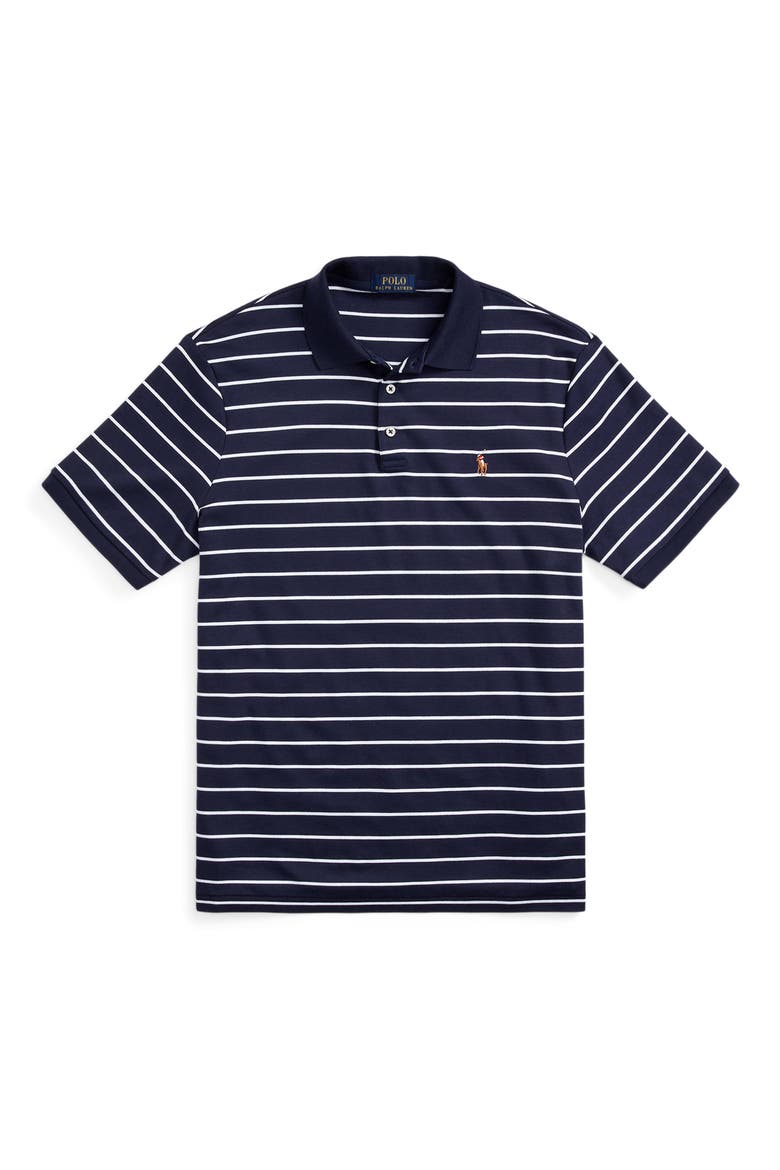 Stripe Cotton Interlock Polo, Alternate, color, REFINED NAVY/ WHITE