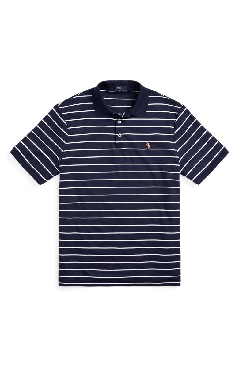 Polo Ralph Lauren Stripe Cotton Interlock Polo, Alternate, color, Refined Navy/ White