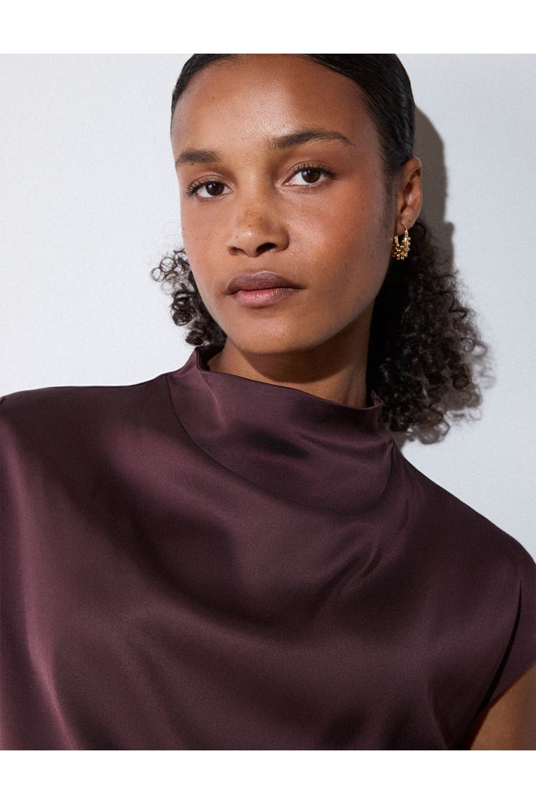 Cowl Neck Halter Top, Alternate, color, Burgundy