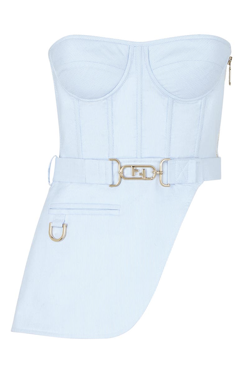 Fendi Asymmetric Pinstripe Cotton Bustier Top, Main, color,
