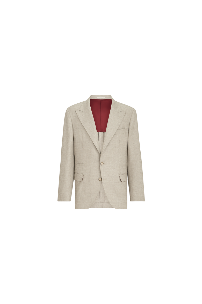 Mouliné virgin wool twill deconstructed blazer with large peak lapels, Alternate, color, Stone Grey