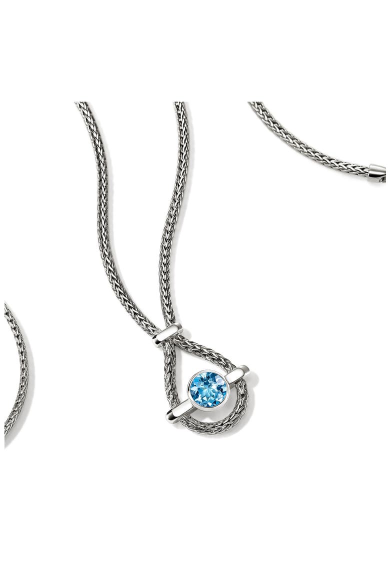 Icon Necklace, Sterling Silver, Swiss Blue Topaz, 2.5mm, Alternate, color, SILVER