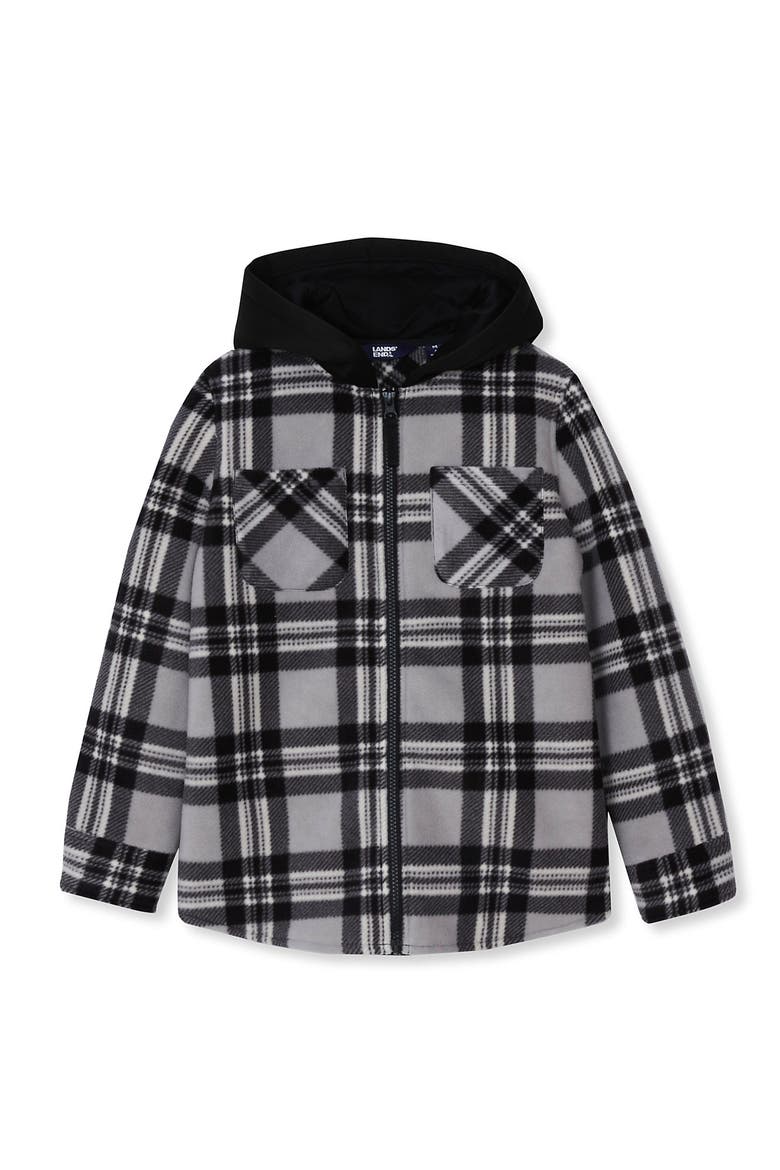Kids Long Sleeve Hooded Flannel, Main, color, Black/Multi Plaid
