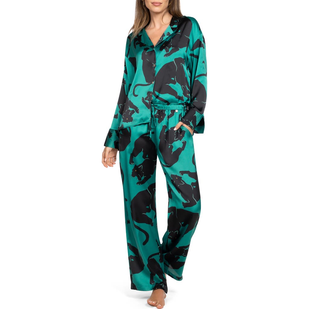 Midnight Bakery Print Satin Pajamas In Multi