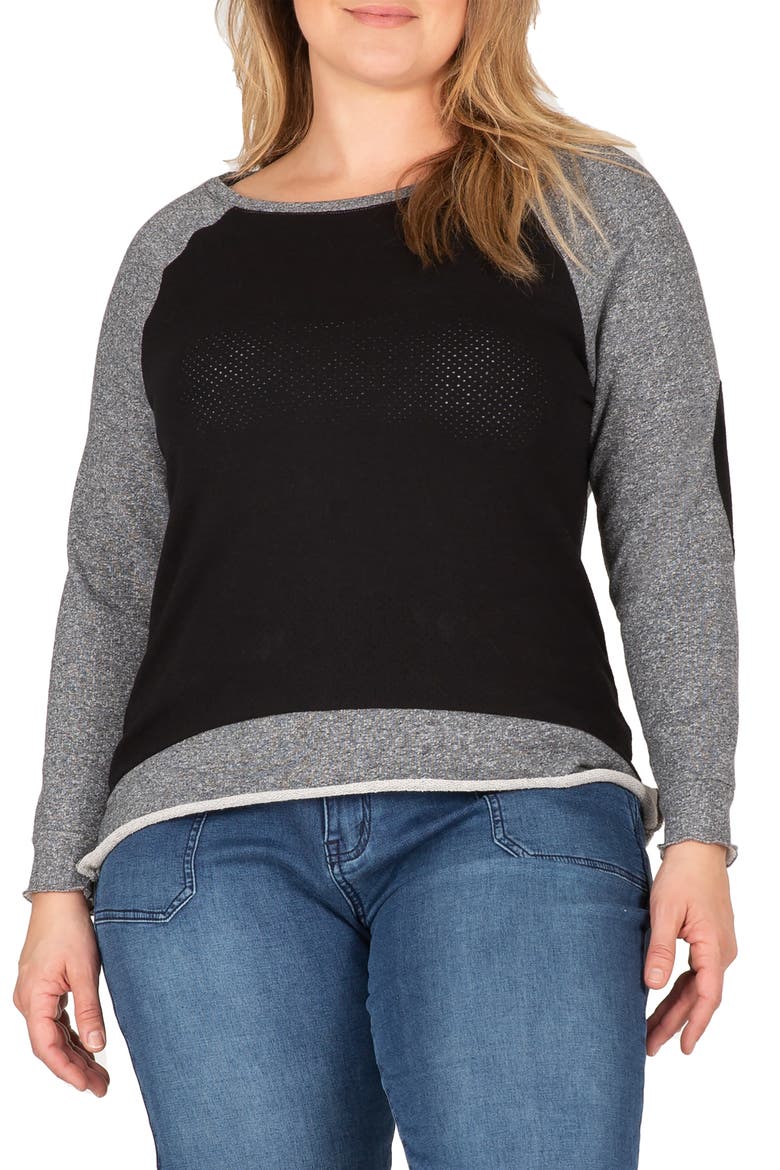 Neesa Raglan Sleeve Baseball Top, Main, color, BLACK CHARCOAL