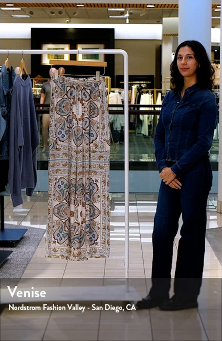 Venice Scarf Print Wide Leg Cargo Pants, sales video thumbnail
