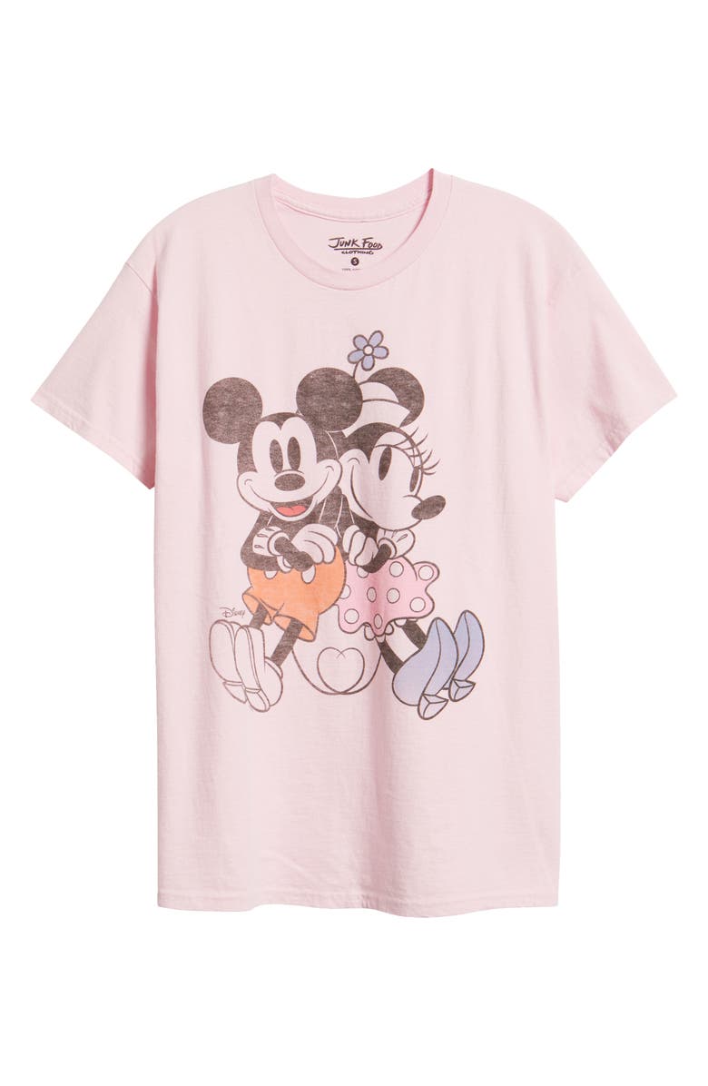 Junk Food Disney<sup>®</sup> Mickey & Minnie Cotton Graphic T-Shirt, Alternate, color, Light Pink