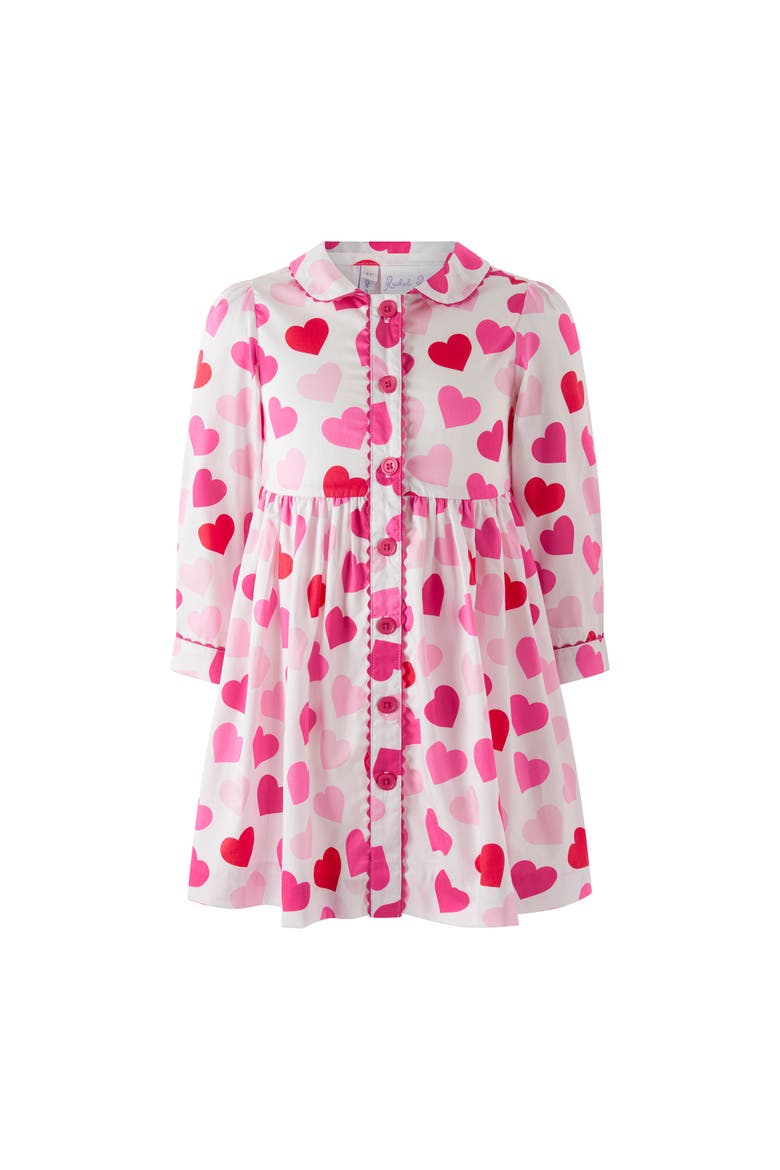 Scatter Heart Button Front Dress, Main, color, Pink