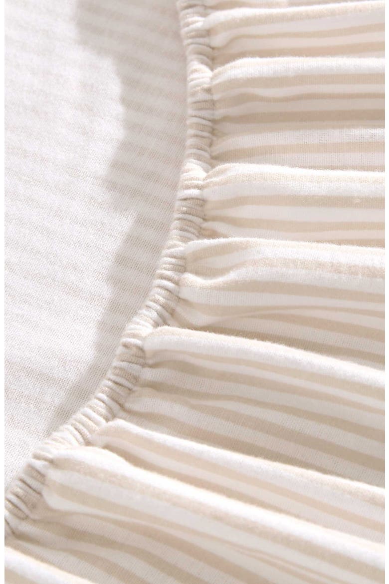 Oxfordshire Stripe Cotton Flannel Sheet Set, Alternate, color, LIGHT BEIGE