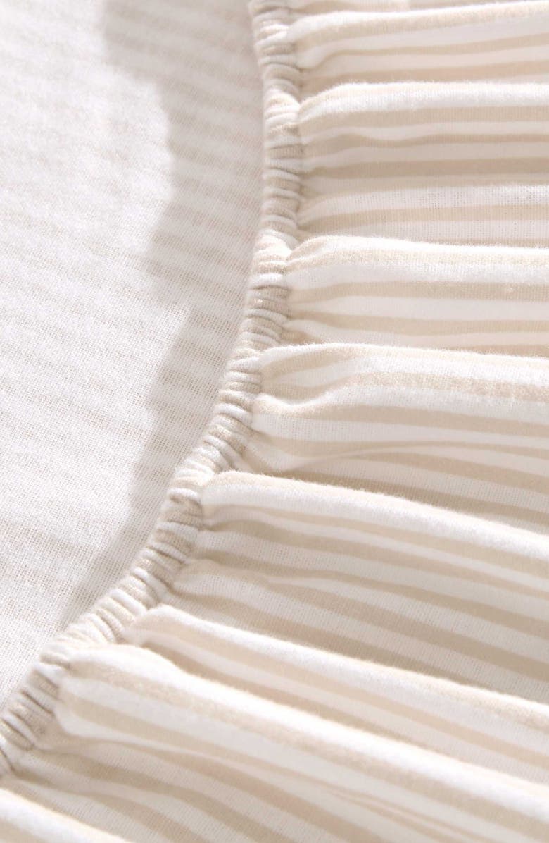 Laura Ashley Oxfordshire Stripe Cotton Flannel Sheet Set, Alternate, color, Light Beige