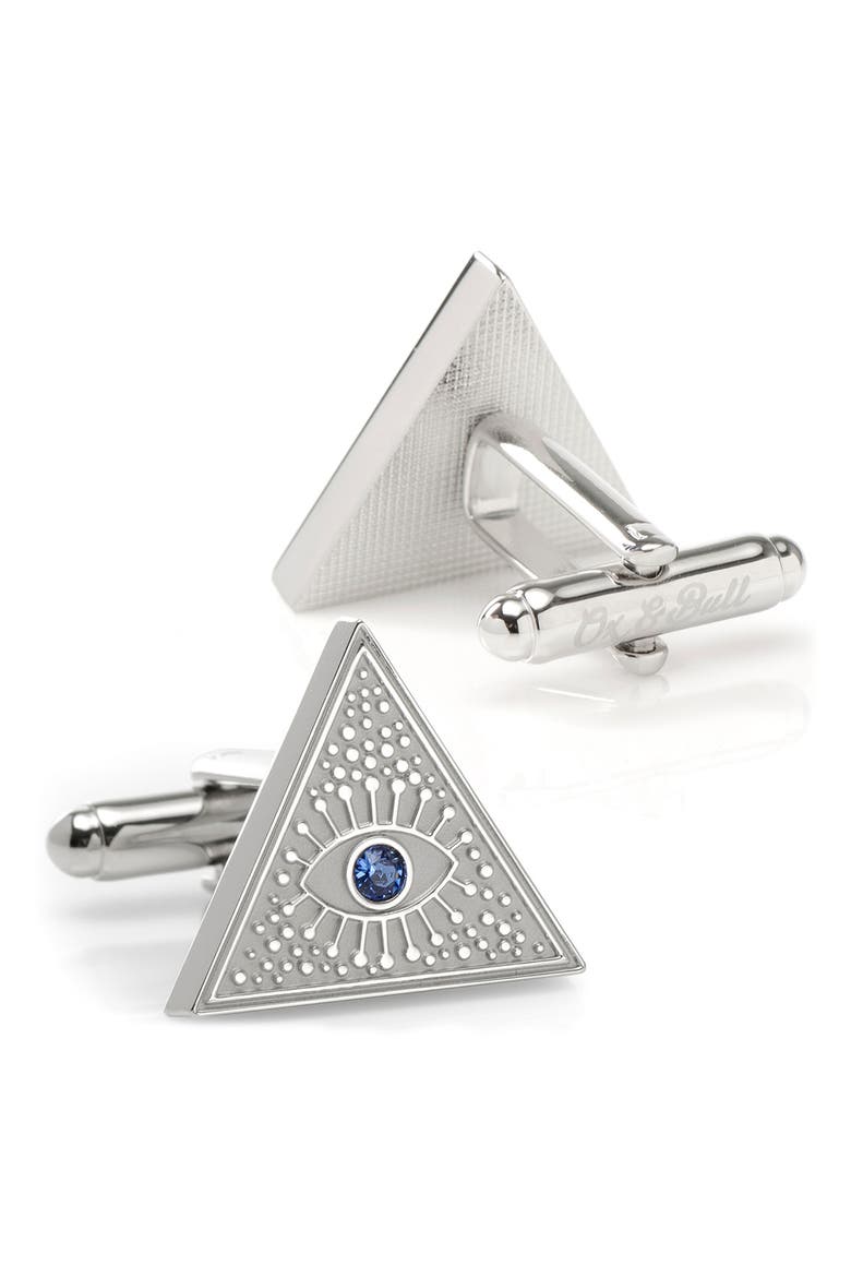 Evil Eye Amulet Cuff Links, Alternate, color, SILVER