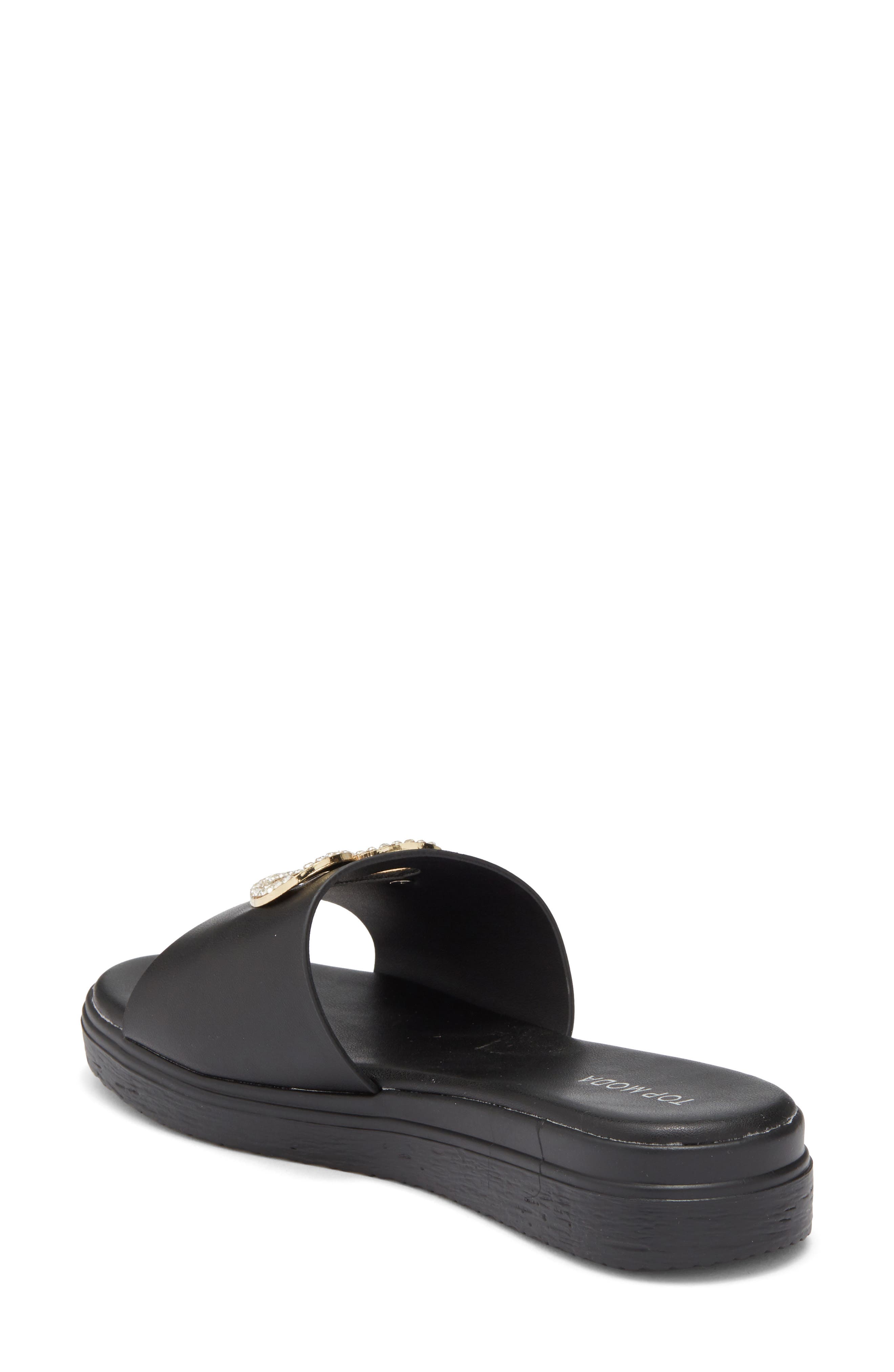 TOP MODA Genova Heart Slide Sandal, Alternate, color, Black Pu