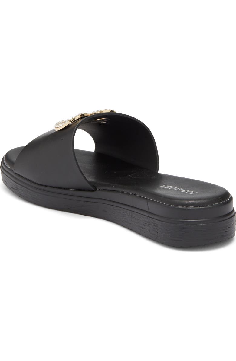 TOP MODA Genova Heart Slide Sandal, Alternate, color, Black Pu