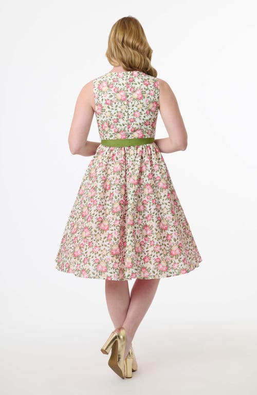 Shop Unique Vintage Sleeveless Belted Swing Dress