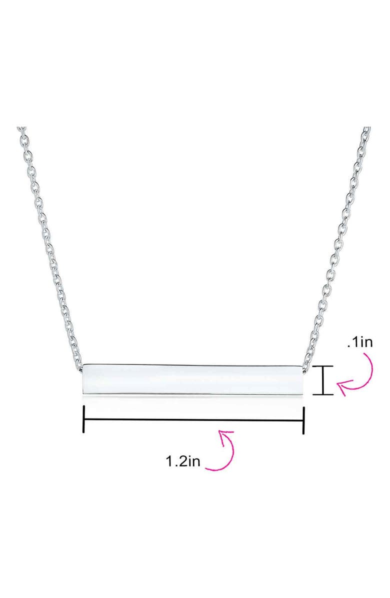 BLING JEWELRY Sterling Silver Horizontal Bar Pendant Necklace, Alternate, color, Silver