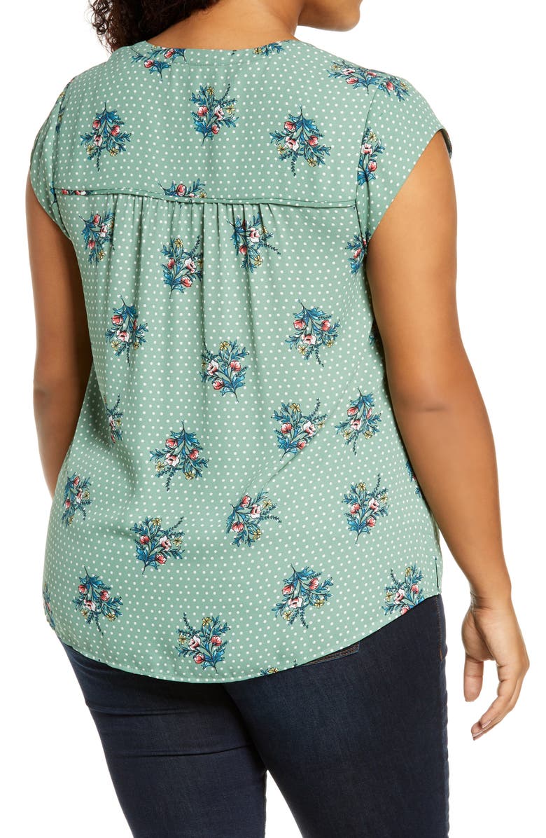 Daniel Rainn Floral Crepe Top, Alternate, color, Sage