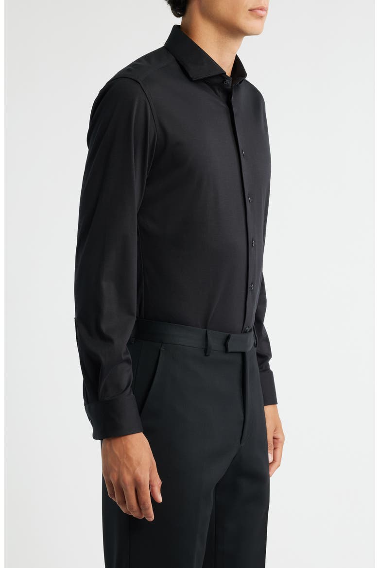 Jersey Slim Fit Dress Shirt, Alternate, color, BLACK