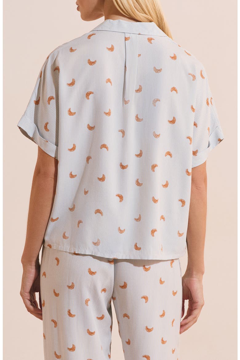Bayla Croissant Print Pajama Shirt, Alternate, color, LIGHT BLUE