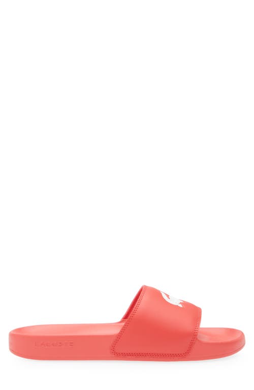 Lacoste Serve Slide Sandal In Red/white