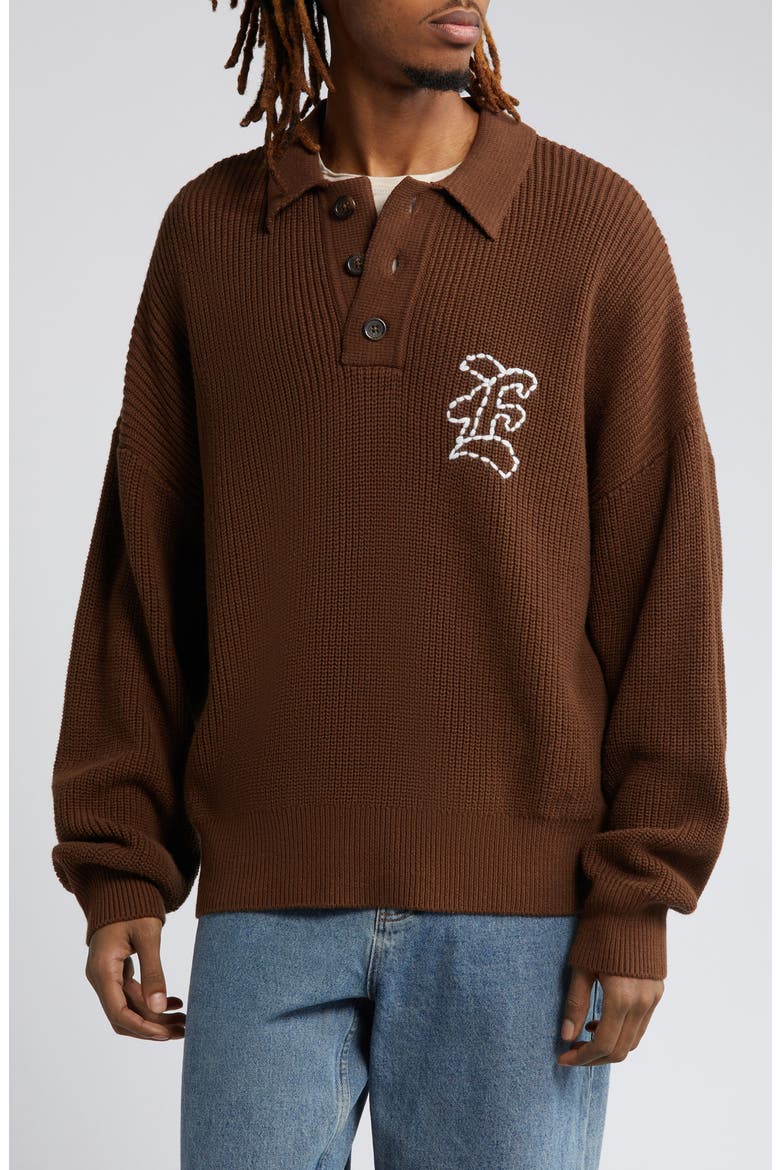 Elwood Oversize Long Sleeve Sweater Polo (Men) | Nordstrom