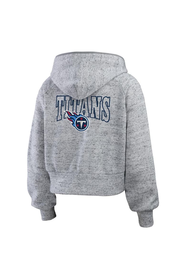 Women's WEAR by Erin Andrews  Heather Gray Tennessee Titans Speckled Fleece Cropped Full-Zip Hoodie, Alternate, color, Heather Gray
