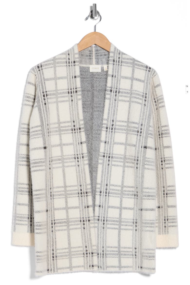 Open Front Eyelash Knit Cardigan, Alternate, color, CAMILA PLAID