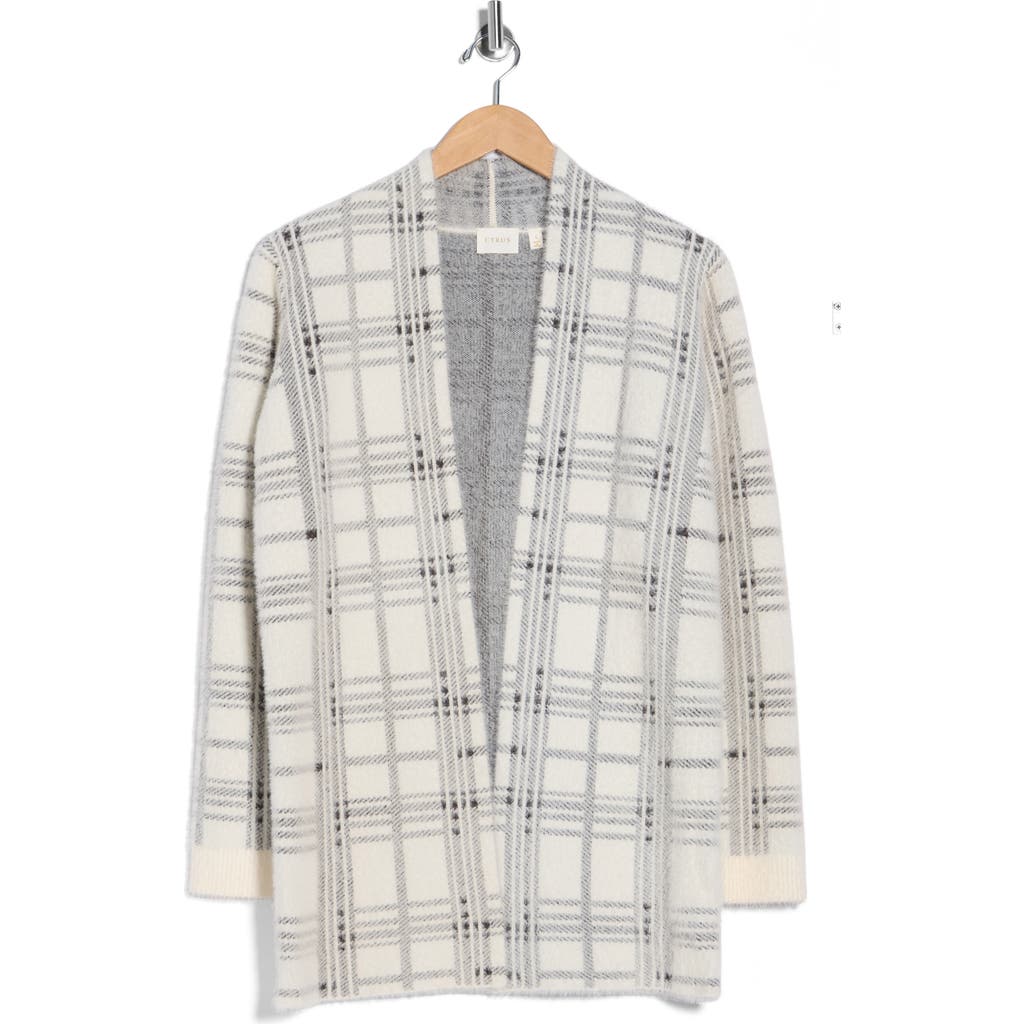 Cyrus Open Front Eyelash Knit Cardigan In Multi