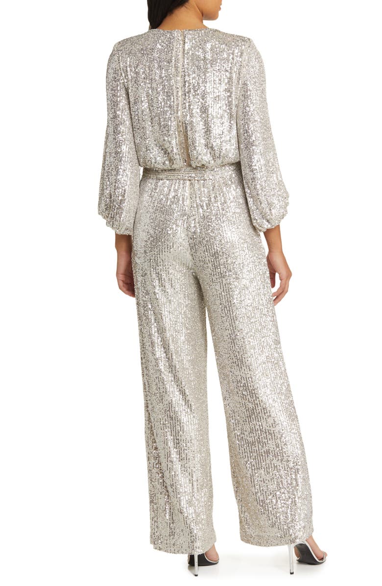 Vince Camuto Sequin Long Sleeve Jumpsuit, Alternate, color, 