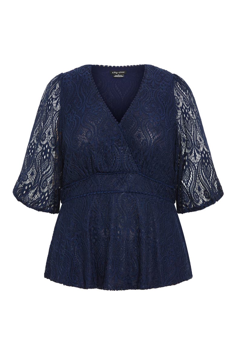 Christa Lace Peplum Top, Alternate, color, NAVY