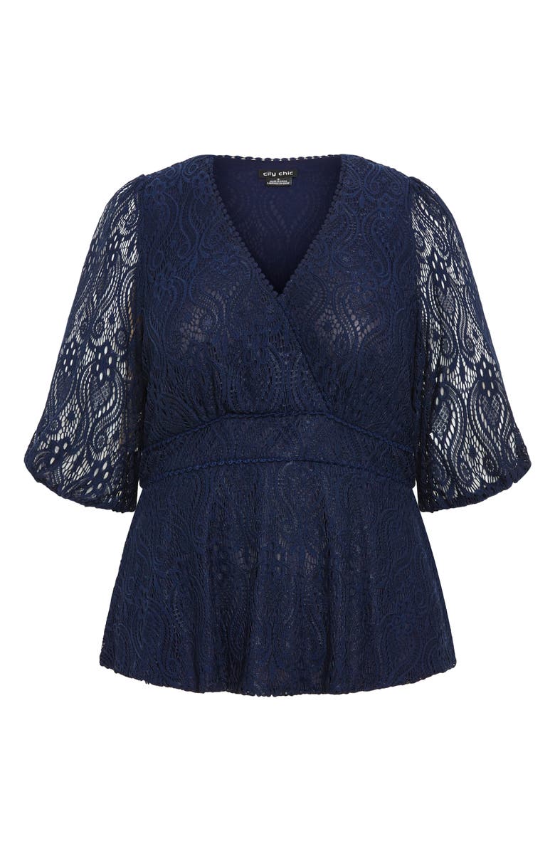 City Chic Christa Lace Peplum Top, Alternate, color, 